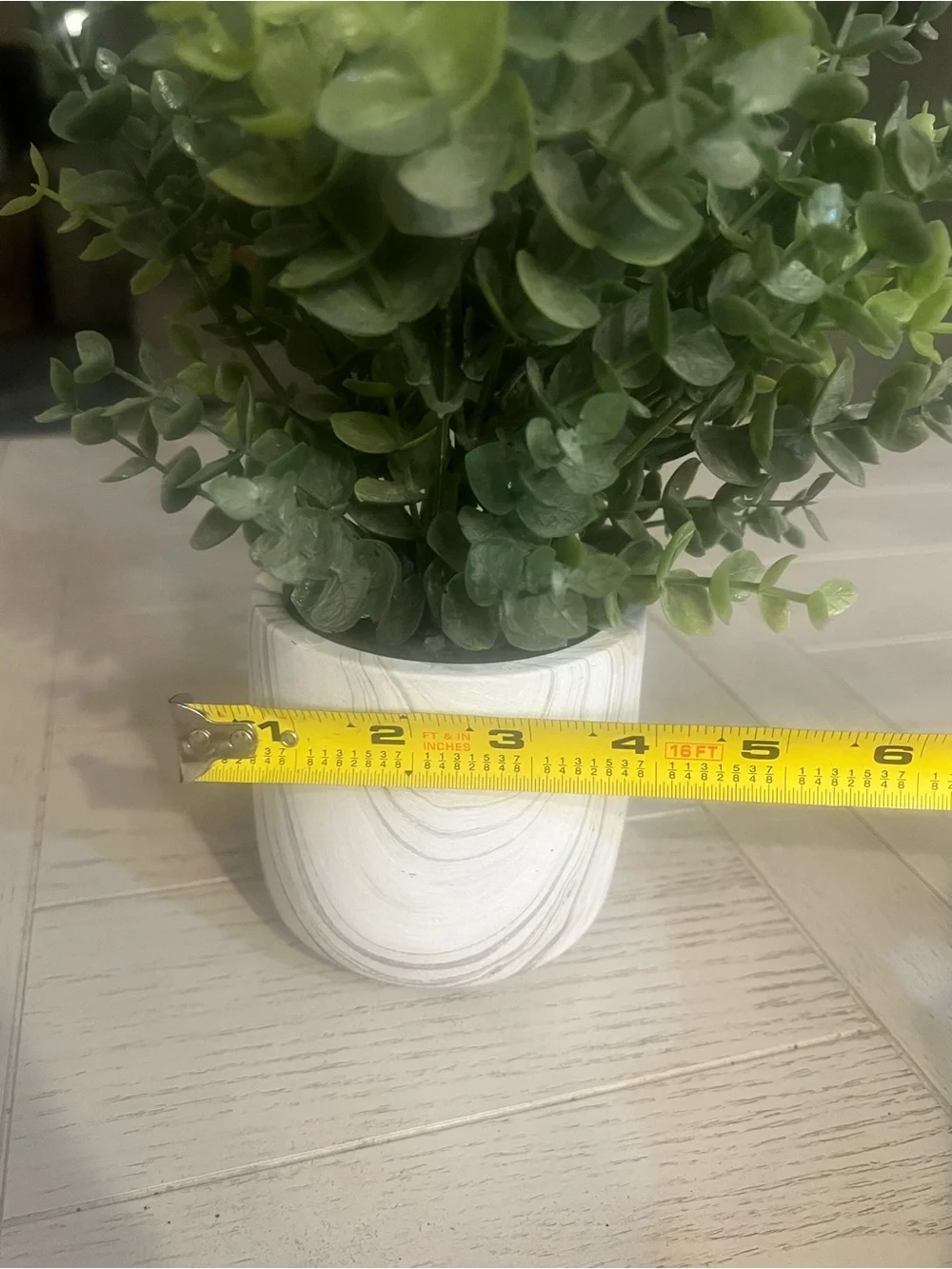 Artificial Eucalyptus Plant in Marble Pot